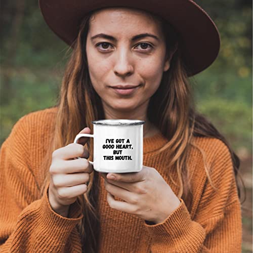 Gift for Smart People with Humorous Attitude and Saucy Mouth 12oz Enamel Silver Mug