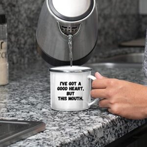 Gift for Smart People with Humorous Attitude and Saucy Mouth 12oz Enamel Silver Mug