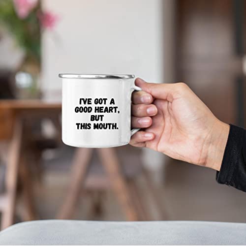 Gift for Smart People with Humorous Attitude and Saucy Mouth 12oz Enamel Silver Mug