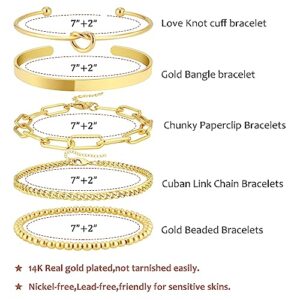 AOZEL Gold Bracelets for Women Jewelry Gold Bangle Cuff Bracelets Trendy Gold Beaded Chain Bracelets Set for Women…