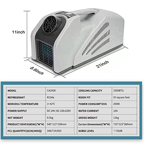 Portable Air Conditioners 24V, 250 Low Power Consumption, Home AC Cooling Unit, Fast Cooling AC for Outdoor Camping Tent, Outdoor Parties, Fishing, Car, Truck, Van and RV