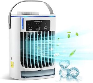 portable air conditioners,portable ac with 3 speeds, air conditioner portable for room with ultrasonic mist maker & blue light, desk fan with 500ml tank for home office camping