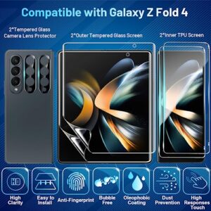 CWQZGUF [2Set 6PCS Galaxy Z Fold 4 5G Screen Protector, 2 Inner TPU Films + 2 Outer Tempered Glass + 2 Camera Lens Protecters, High Clarity, Anti-Shatter, for Samsung Galaxy Z Fold 4 5G