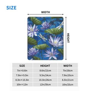 Water Lily and Dragonfly Unique Mouse Pad, Anti-Slip Wear Comfortable Feel, Game Office Home Rubber Base Computer Mouse Pad