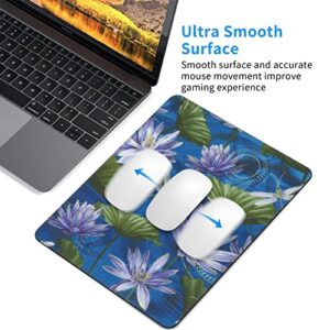 Water Lily and Dragonfly Unique Mouse Pad, Anti-Slip Wear Comfortable Feel, Game Office Home Rubber Base Computer Mouse Pad
