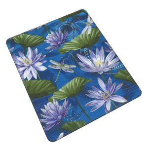 Water Lily and Dragonfly Unique Mouse Pad, Anti-Slip Wear Comfortable Feel, Game Office Home Rubber Base Computer Mouse Pad