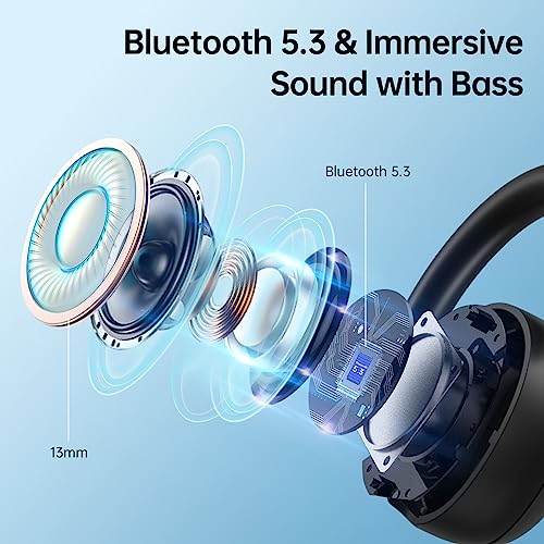 BLAST! Wireless Earbuds, 60H Playback Bluetooth 5.3 Headphones,Noise Cancelling Wireless Headphones with LED Battery Display, 4 Mics Clear Call, IPX7 Waterproof Bluetooth Earbuds for Workout Sports