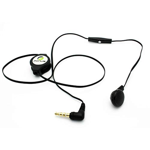 Headphone Retractable Mono Earphone Compatible with Amazon Fire 7 Kids Edition (2019 Release), Kindle Fire HDX 8.9 (2013 Release) - 3.5mm w Mic Headset Handsfree Earbud Earpiece R4J