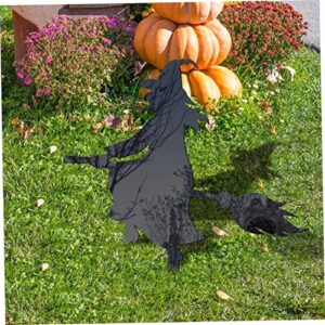 Halloween Plug Metal Signs Outdoor Witch Decor Outdoor Sculpture Halloween Yard Signs Sign with Stakes Decorations Outdoor Lawn Trick or Treat Cat Light Halloween Welcome Sign Mini