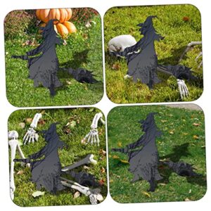 Halloween Plug Metal Signs Outdoor Witch Decor Outdoor Sculpture Halloween Yard Signs Sign with Stakes Decorations Outdoor Lawn Trick or Treat Cat Light Halloween Welcome Sign Mini