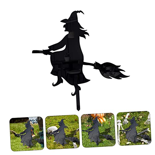 Halloween Plug Metal Signs Outdoor Witch Decor Outdoor Sculpture Halloween Yard Signs Sign with Stakes Decorations Outdoor Lawn Trick or Treat Cat Light Halloween Welcome Sign Mini