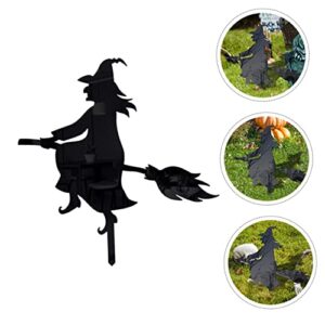 Halloween Plug Metal Signs Outdoor Witch Decor Outdoor Sculpture Halloween Yard Signs Sign with Stakes Decorations Outdoor Lawn Trick or Treat Cat Light Halloween Welcome Sign Mini