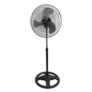 vie air 18 inch industrial heavy duty pedestal oscillating metal stand fan, black