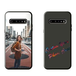 gsdmfunny custom customize photo text phone cases for lg v60 thinq 5g personalized picture soft protective black tpu and hard pc phone cases compatible with lg v60 thinq 5g case gifts