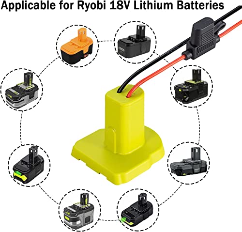 Power Wheel Adapter for Ryobi 18V P108 P107 P102 Battery Conversion Kit with Fuses & Wire Terminals, 12AWG Wire,Power Connector for DIY Ride On Truck RC Toy Car