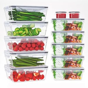 24 pcs larger food storage containers with lids, microwave safe meal prep containers, airtight bento boxes lunch containers, bpa free & dishwasher safe kitchen organization plastic storage containers for food (12 containers and 12 lids)