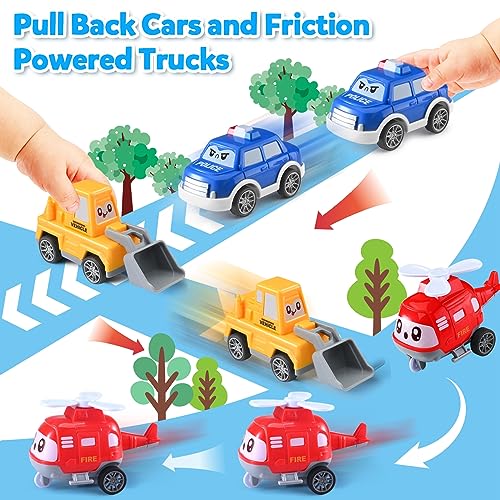 Doloowee Toddler Pull Back Car Toys (12 pcs) Baby Car Toys with Playmat Storage Bag Baby Toys 12-18 Months,Toddler Toys Age 1-2