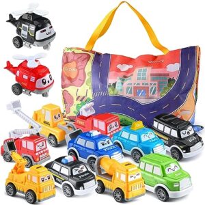 doloowee toddler pull back car toys (12 pcs) baby car toys with playmat storage bag baby toys 12-18 months,toddler toys age 1-2