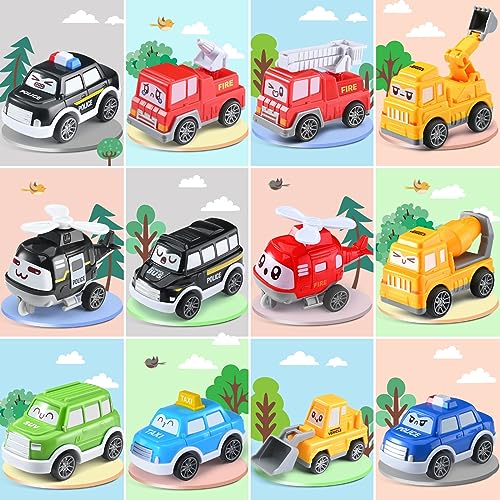 Doloowee Toddler Pull Back Car Toys (12 pcs) Baby Car Toys with Playmat Storage Bag Baby Toys 12-18 Months,Toddler Toys Age 1-2