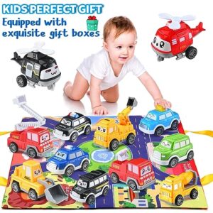 Doloowee Toddler Pull Back Car Toys (12 pcs) Baby Car Toys with Playmat Storage Bag Baby Toys 12-18 Months,Toddler Toys Age 1-2