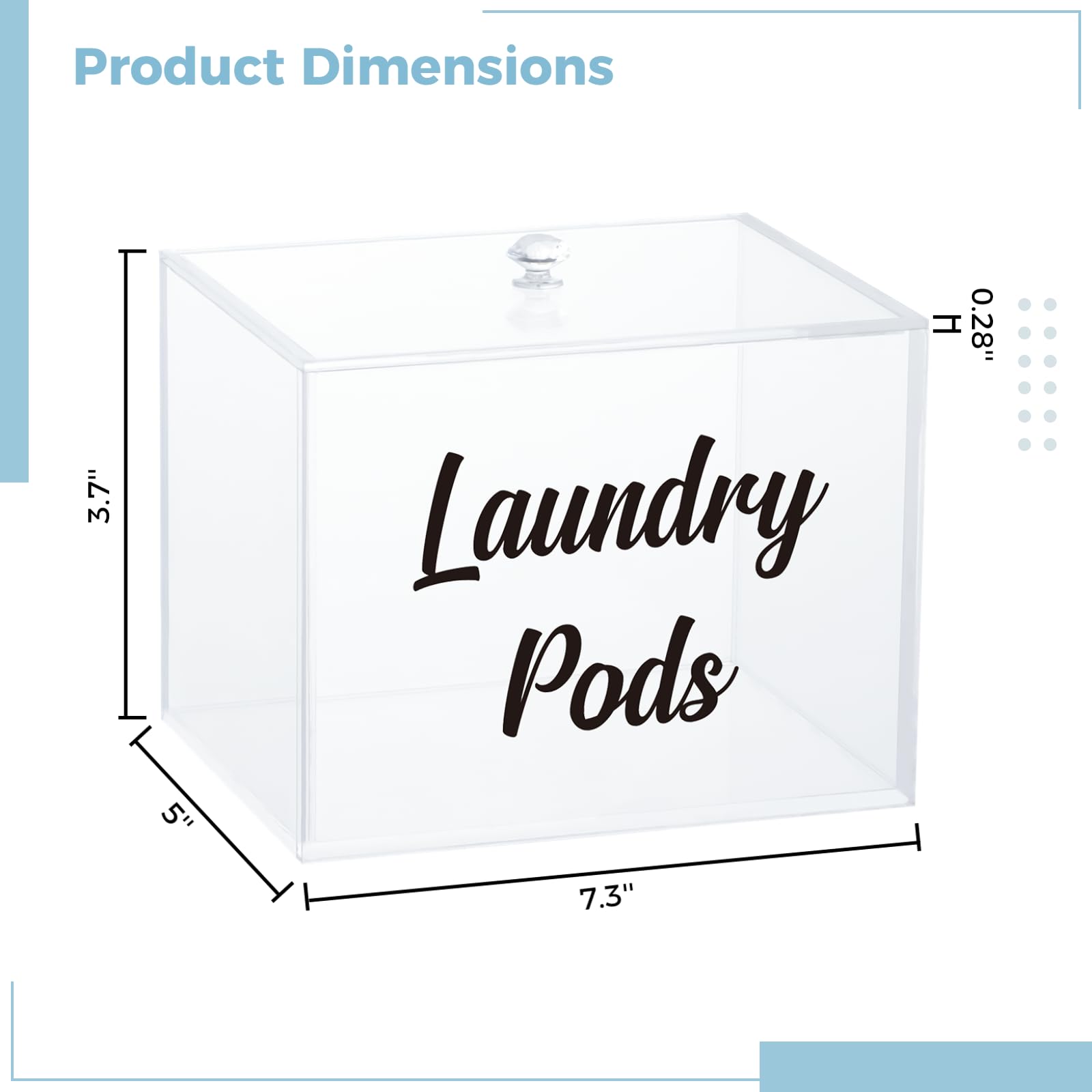 CDOKY 2.2L Laundry Pods Container with Lid, Acrylic Laundry Pods Storage, Laundry Detergent Capsules Holder, Small Container Box for Laundry Room Decor