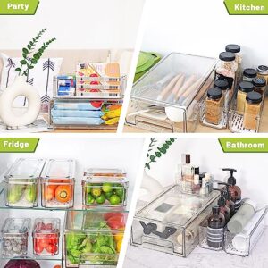 Moretoes 7pcs Rrifgerator Organizer Bins and Drawer Set, Clear Fridge Organization Box with Lids Stackable Fridge Drawer BPA-Free for Food Fruit Vegetable Drinks Kitchen