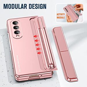EAXER for Samsung Galaxy Z Fold 4 Case, Full Coverage Protection, Built in Screen Protector Pen Holder Stand Shockproof Rugged Case Cover (Pink)