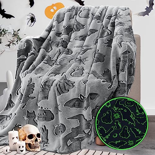 REXEO Throw Blanket Kids Soft Fleece Blankets Black Cat Halloween Throw Blanket 50"×60"