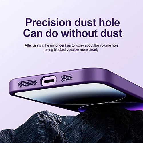 Wide Lens Cover PC for iPhone Case, Window Glass Lens Camera Protector, Magnetic Phone Case Logo View, Women Men Hard Shockproof Cases, Slim Matte Cases Cover (Dark Purple, for iPhone 14 Pro Max)