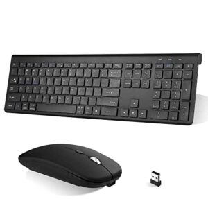 urbanx plug and play compact rechargeable wireless bluetooth full size keyboard and mouse combo for amazon fire 7 (2017) - windows, macos, ipados, android, pc, mac, laptop, smartphone, tablet -black