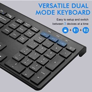 UrbanX Plug and Play Compact Rechargeable Wireless Bluetooth Full Size Keyboard and Mouse Combo for Amazon Fire 7 (2017) - Windows, macOS, iPadOS, Android, PC, Mac, Laptop, Smartphone, Tablet -Black