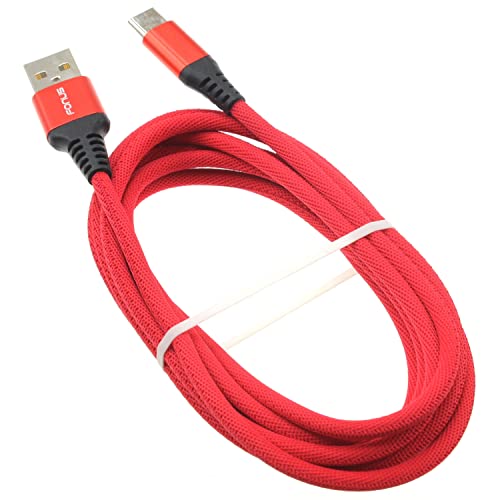 Type-C Red 10ft USB-C Cable Compatible with Amazon Fire 7 Kids (2022 Release),HD 10 (2019 Release) - Charger Cord Power Wire Long Braided X8M