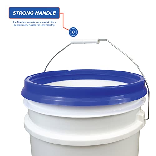 5 Gallon Bucket with Gamma Seal Screw on Airtight Lid, Food Grade Storage, Premium HPDE Plastic, BPA Free, Durable 90 Mil All Purpose Pail, Made in USA (3 Count)