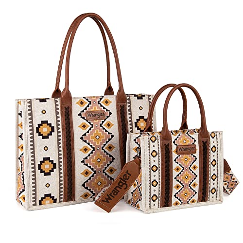 Wrangler Tote Bag for Women Western Shoulder Purses Boho Aztec Satchel Hobo Handbags with Guitar Strap WG2202-8120SCF