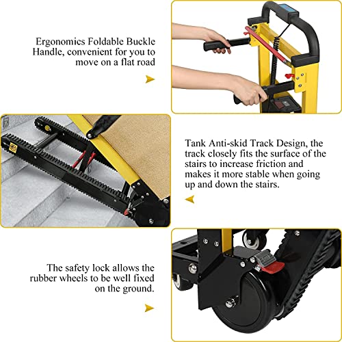 Electric Stair Climbing Hand Trucks Moving Heavy Objects Up and Down Stairs Effortless, 441 lbs Max Load Capacity, Folding Stair Climbing Dolly with Rubber Tracks for Easy Moving of Heavy Furniture