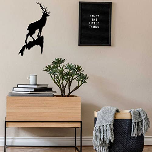 Deer Metal Wall Sculptures, Elk Signs Metal Wall Art, Black Metal Silhouette Decorative, for Home Restaurant Entrance Decoration