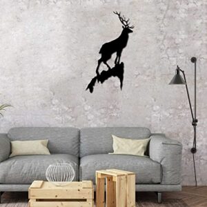 Deer Metal Wall Sculptures, Elk Signs Metal Wall Art, Black Metal Silhouette Decorative, for Home Restaurant Entrance Decoration