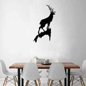 Deer Metal Wall Sculptures, Elk Signs Metal Wall Art, Black Metal Silhouette Decorative, for Home Restaurant Entrance Decoration