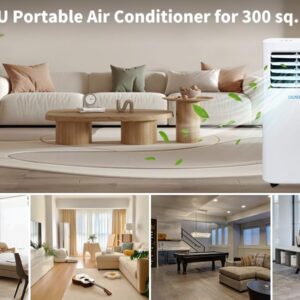 7,000 BTU Portable Air Conditioner, 3-in-1 Portable AC with Cooling/Dehumidifier/Fan/Sleep Modes for Rooms Up to 300 Sq. Ft, with 24-Hour Timer & Remote Control & Window Mount Kit