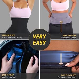 Livwxk Waist Trainer for Women Lower Belly Fat-Sauna Suit Sweat Belt Belly Trimmer Stomach Wraps Slimming Belt Plus Size (Black, 4XL/5XL)