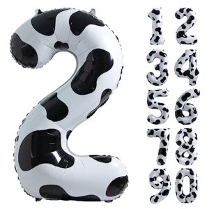 Cow Print Balloon Birthday Decorations Supplies,Moo Moo Im Two Birthday Decorations | 40 inch Number 2 Balloon | Cowgirl Theme 40 inch Number Balloons for 2nd Birthday Party | Farm Barn Decor for kids