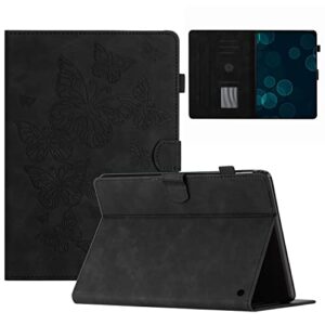 tablet pc case compatible with kindle fire 7 2022 release 7inch,vintage premium leather case folding stand folio cover protective cover with card slot/auto sleep wake tablet cover ( color : black )
