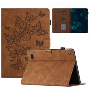 tablet pc case compatible with kindle fire 7 case 2019/2017/2015,vintage premium leather case folding stand folio cover protective cover with card slot/auto sleep wake tablet protection (color : brow