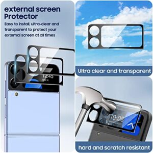 Vizvera【2 Pack Galaxy Z Flip 3 Screen Protector EPU Film+2 Pack Flip 3 Inner Screen Flexible Film】HD Transparent High Clarity, Anti-Shatter, Bubble Free for Samsung Galaxy Z Flip 3 5G Screen Protector-Clear