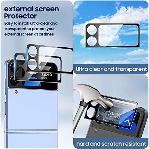 Vizvera【2 Pack Galaxy Z Flip 3 Screen Protector EPU Film+2 Pack Flip 3 Inner Screen Flexible Film】HD Transparent High Clarity, Anti-Shatter, Bubble Free for Samsung Galaxy Z Flip 3 5G Screen Protector-Clear