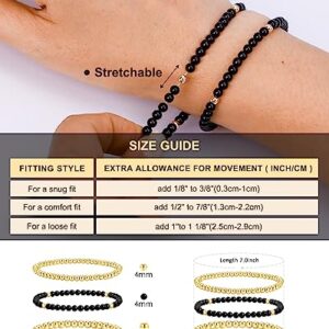 Gold Beaded Bracelets for Women Stackable Gold Bracelets for Women 14K Gold Plated Stretch Bead Ball Bracelet Hypoallergenic Bohemian Bracelets