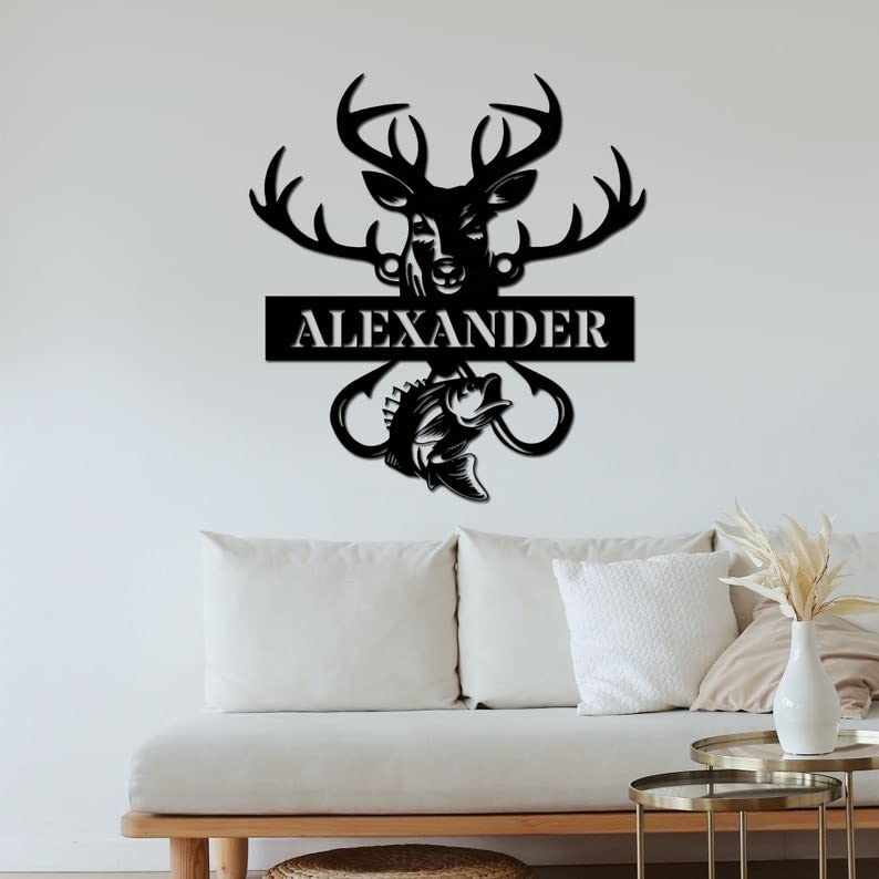 INDOCHI Personalized Deer Hunting Sign Metal Deer Sign Deer Hunter Sign Outdoor Hunter Gift Custom Deer Name Metal Sign Door Hanger Mancave Decor