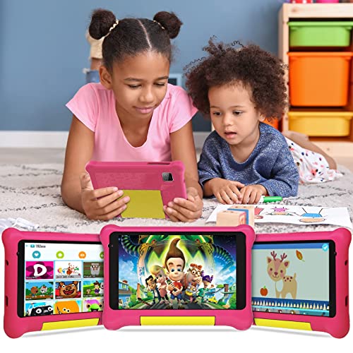 Fullant Kids Tablet 7 inch, Android 12 Tablet for Kids,IPS HD Display,2GB RAM 32GB ROM,Quad Core Processor,Dual Camera,Kidoz Preinstalled,Parental Control Tablets (Pink)