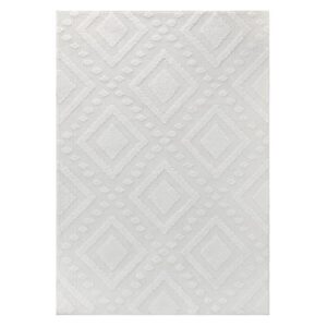 Antep Rugs Palafito 8x10 Diamond Geometric High-Low Pile Shag Textured Indoor Area Rug, White, 7'10" x 10'