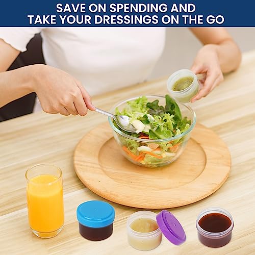 MosJos Condiment Containers with Screw Lids (4-Piece) - Reusable Leakproof Salad Dressing Containers to go - Small Mini Food Storage Cups for Lunch, Dishwasher Friendly, 1.4-Ounce